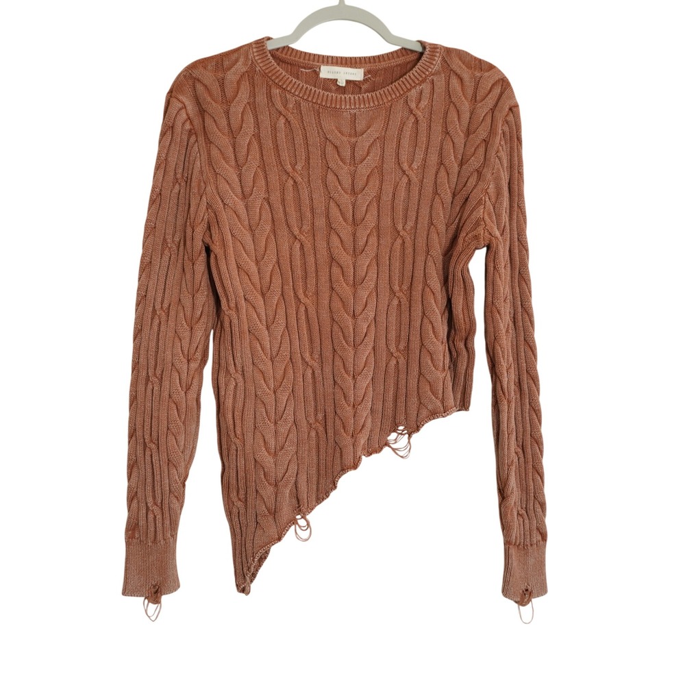 Gilded Intent Size Large Sweater Rust Asymmetrical Cable Knit Grunge Boho Indie